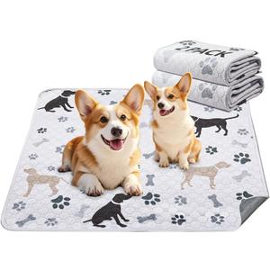 Mozin Washable Pee Pads for Dogs, 2 Pack Super Absorbent Dog Training Pads Leakproof Non-Slip Reusable Puppy Pads, Waterproof whelping Pad for Housebreak, Playpen, Crate,Potty Training, Couch- 36"x72" (White)