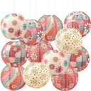 12 Pcs Groovy Boho Classroom Decoration Retro Paper Lanterns Hippie Ceiling Decor Vintage Classroom Decoration Back to School Paper Lantern Party Supply Daisy Smile Face for Baby Shower Birthday Home