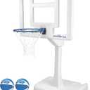 GoSports Splash Hoop Elite - Adjustable Height or Fixed Post - Pool Hoop Basketball Game with Water Weighted Base, Regulation Steel Rim and 2 Pool Basketballs (One Size)