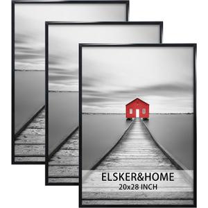 ELSKER&HOME 20x28 Frame, Picture Frame 3 Pack Black, Poster Frame 20x28 for Horizontal or Vertical Wall Mounting, Sturdy and Scratch-proof