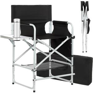 Tall Makeup Chair 41'', Director Chair 600 lbs Foldable Portable, Makeup Chair for Makeup Artist with Table, Cup Holder, Storage Bag & Footrest