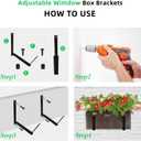6 Pcs Adjustable Planter Box Brackets, Heavy Duty Window Flower Box Brackets, Iron Railing Planter Holder for Balcony Fence Pergola Patio Garden Windowsill (Black, 6-12.5 Inch)