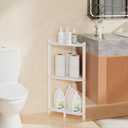 Wisuce Corner Shelf, 100% Real Bamboo Shower Corner Shelves Free Standing Shelf Storage Organizer for Bathroom Living Room Kitchen (White, 3 Tier)