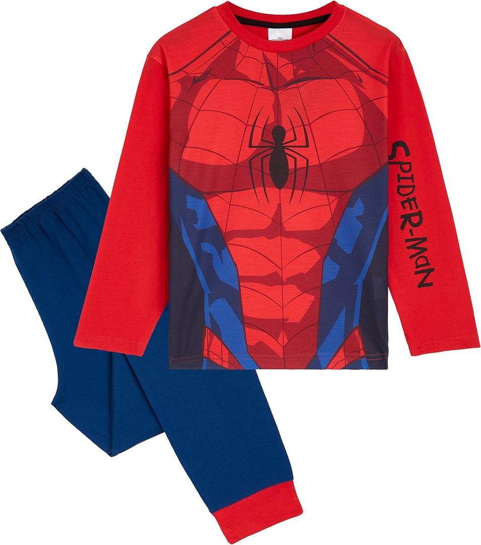 Marvel Spiderman Pajamas for Boys Teens Long PJs Set Lounge Set Comfy Sleepwear (3-4T, Red)