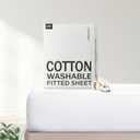 FreshCulture Pure Cotton Fitted Sheets Queen Size, 300 Thread Count Percale Sheets for Queen Size Bed, Soft & Breathable Cotton Sheets, Luxury Size Fitted Sheet Only (White)