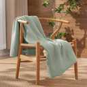 David's Home 100% Natural Cotton Muslin Blanket Queen Size, 4-Layer Soft Breathable Lightweight Cozy Throw Guaze for Hot Sleepers, 3D Bubble Room Decor for Bed Couch, Giftable, Sage Creen, 90"x90"