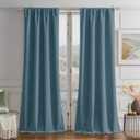 Joydeco Greyish Blue Blackout Curtains 84 Inch Long, Luxury Thermal Blue Velvet Curtains for Bedroom & Living Room, Room Darkening Velvet Drapes 2 Panels, Rod Pocket (52W x 84L)