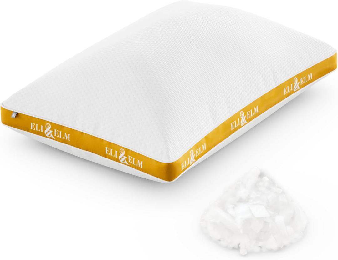 Eli & Elm Everyday Memory Foam Everyday Bed Pillow - Plush Soft Support with Cooling Fabric, Washable Cover, Ideal for Sleeping - Overstuffed Plush Support (Latex (More Support)), Queen