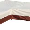 Outdoor Sectional Cover-L-Shaped Patio Furniture Covers Waterproof Rip-Stop Anti-UV 600D Outdoor Couch Sofa Cover with 3 Air Vents, Left-Facing, 83''L(104''L) 32''D 31''H (Beige & Reddish Brown)