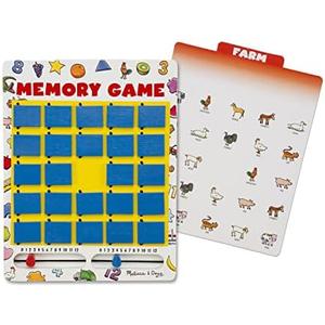 Melissa & Doug Flip to Win Travel Memory Game - Wooden Game Board, 7 Double-Sided Cards Road Trip Essentials for Kids, Hangman for Kids, Memory Toy for Toddlers and 5+