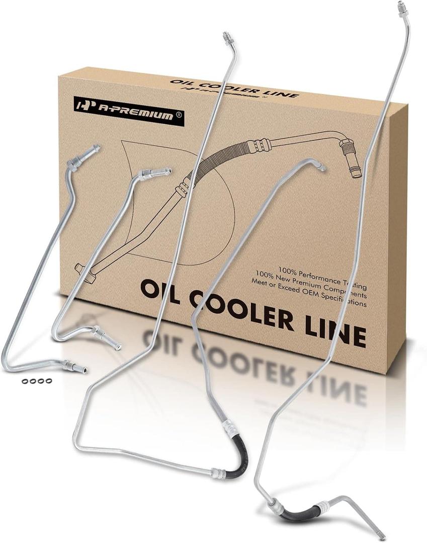 A-Premium Inlet and Outlet Automatic Transmission Oil Cooler Line Hose Assembly Compatible with Ford F-150 F150 & Lincoln Mark LT, 2006 2007 2008, 4.6L 5.4L, 4-PC Set
