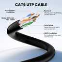 CAT6 Ethernet Cable 33 FT, Bare Copper UTP Internet Network LAN Patch Wire, High-Speed Cat 6 Cord for Gaming, Computers, Routers - Black