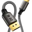 Stouchi DisplayPort 2.1 Cable 10FT/3M, 80Gbps [16K@120Hz / 8K@240Hz / 4K@540Hz] HDR, HDCP, DSC 1.2a, FreeSync, G-Sync, Viper Weave DP Cable for Gaming Monitor, RTX 5090, RX 9070, RTX 6000 Ada