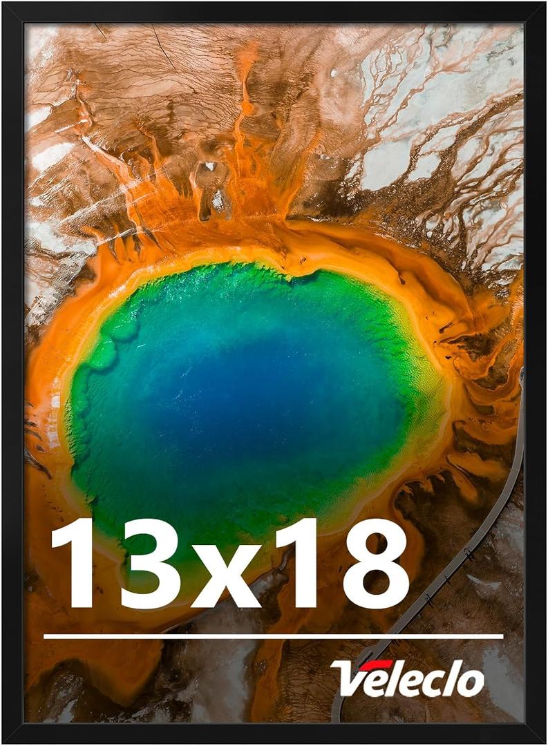 13x18 Picture Frame for Wall Display, 13x18 Black Picture Frame with Shatter Resistant Plexiglass, Stable and Sturdy 13 x 18 Poster Frame for Wall Display, Handpicked Gift Collection, 1 Pack