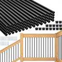 101 Pack 36" Aluminum Deck Balusters, Round Black Deck Railing Deck Spindles, 3/4" Diameter Hollow Metal Deck Balusters with Screws for Railing Fencing Porch Staircase Stair Spindles