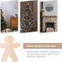 10pcs Unfinished Wooden Gingerbread Man Cutouts Wood Slices Painting Slice Crafts for DIY Crafts Ornaments, 3.94 X 4.72 Inches