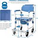 4-in-1 Bedside Commode with Wheels,Shower Wheelchair for Elderly & Disabled