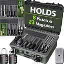 Pistol Case for Multiple Handguns TSA Approved Travel Pistol Case with 2 TSA Locks, Pre-cut Heavy Duty Waterproof Hard Shell Case with Silica Gel Canister