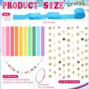 Frienda 300 Sheets Colorful Paper Chains Strips and 492 ft Crepe Paper Streamers, 52.8ft Gold Star Garlands Backdrop for Wedding Birthday Party Decorations DIY Crafts (Rainbow, Colorful)