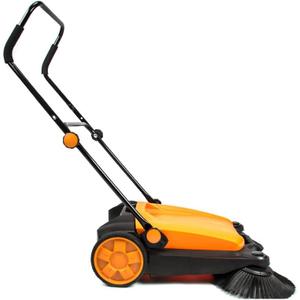 Walk-Behind Manual Push Floor Sweeper - 6.6 Gallon Capacity, 27.5" Sweeping Width, Sweeps 29,000 Square Feet/Hour