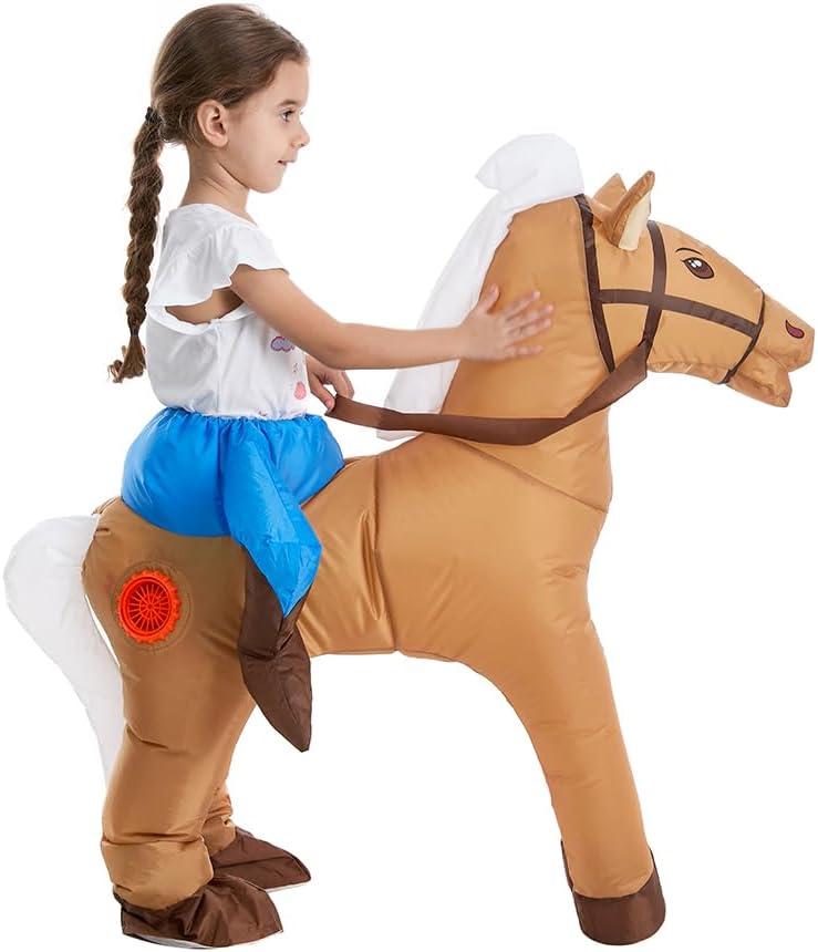 HSCTEK Toddler Inflatable Horse Ride On Costume (Large, Brown)