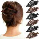 6 Packs Oeusnael Flat Hair Clips - French Concord Lay Down Hair Claw Clips for Women Girls, Strong Hold Hair Accessories for Thick Thin Hair, Comfortable Curved Design for Lying,Driving and More (Tortoise & Black)