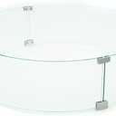 AMS Fireplace 36" Round Fire Pit Glass Wind Guard | Clear Tempered Glass Flame Protective Pane. Wind Resistant with Aluminum Corner Bracket