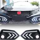 Daytime Running Lights Compatible with Honda Civic Hatchback 2017-2019, LED DRL Assembly Driving Lamp Kit with Turn Signal Lights