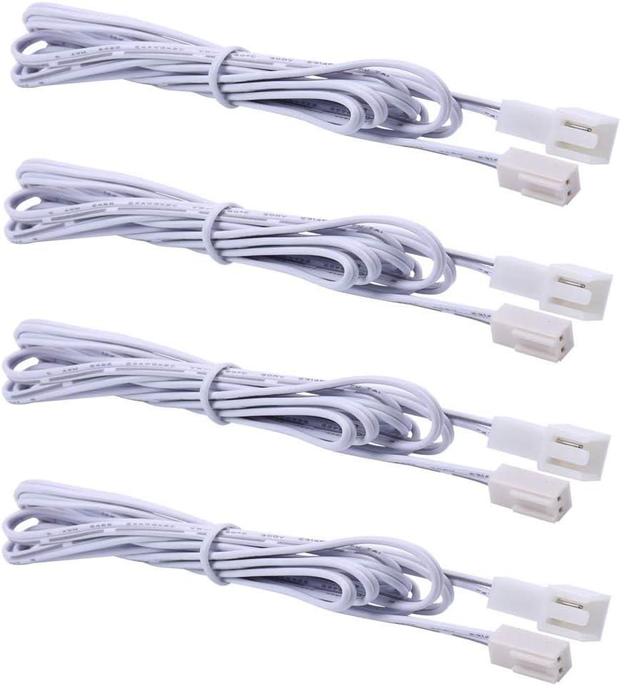 Flexible Extendable Cables for AIBOO LED Under Cabinet Lighting Kit White Cord 60 inch Extension Cords (2-pin White Cords, 4 Packs)
