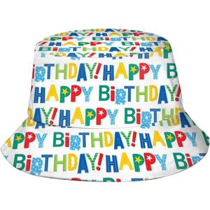 Happy Birthday Printed Bucket Hats Beach Sun Hat for Unisex Summer Travel Outdoor Cap
