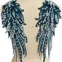 succi shan Wings Sequins Guardian Angels Patches Rhinestone Applique On for Clothes Jackets Jeans Dress DIY Decoration,1 Pair (Deep Green)