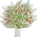  Yuefunny 31 Inch Lighted Faux Cedar Branches Christmas Norfolk Pine Branches Artificial Cedar Picks and Sprays LED Light Greenery Stems for Winter Christmas Vase Decor (Typical Style,8 Pcs): Home & Kitchen