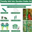 Cludoo 342PCS Garden Stakes Set with 100 Sets Fiberglass Plant Stakes Sticks Supports and Accessories, DIY 4ft 5ft 6ft 7ft Tomato Stakes for Tomato, Vegetables, Pepper, Indoor Outdoor Spring Plants