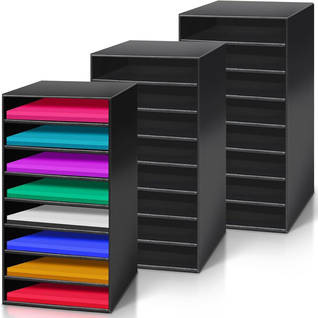 Fuutreo 3 Pcs Paper Organizer 8 Slots Literature Organizers Desk Vertical Mail Storage Craft Paper Storage for Office Home Classroom Mails Books Files Box(Black)