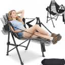 Hammock Camping Chair with Removable Footrest, 400lbs Heavy Duty Portable Swing Chair Outdoor with Adjustable Back, Foldable Camping Chair with Headrest and Cup Holder for Camping, Patio, Lawn