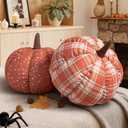 Lanpn Fall Pumpkin Pillow Set of 2, Halloween Decoration Throw Pillow Soft Cute 3D Shaped Cushion for Sofa Couch Bedroom Autumn Thanksgiving Halloween Decor (2 Different Print, 12.6x10.6in)