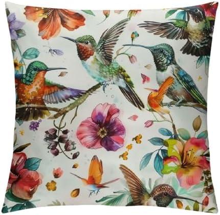 Birds Flowers Painting Throw Pillow Covers - Home Aesthetic Decor for Bedroom Sofa