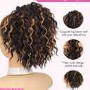 Isaic Ponytail Extension,8 Inch curly ponytail hair extensions, Short synthetic Drawstring Ponytail for Black Women(H4/27B#)