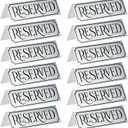 Juvale Reserved Table Signs - 12-Pack 5 x 2 x 1 in Etched Silver Metal - Reserved Seating Signs for Weddings, Restaurants & Parties