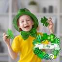 2 x St. Patrick's Day Shamrock Door Sign, 11.5" Shamrocks Welcome Sign For Front Door Spring Rustic For Happy St. Patrick's Day Party Front Door Wall Home Decorations with Rope Outdoor Indoor Decor