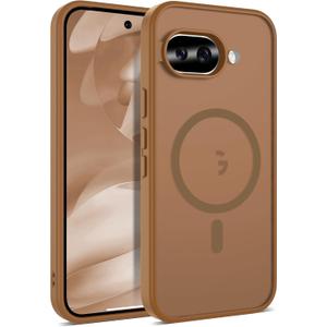 Compatible with Google Pixel 9A Case with Magnetic [Compatible with Mag-Safe][Military Grade Drop Protection] Slim Translucent Matte Phone Case with Anti-Fingerprint Tech, Brown