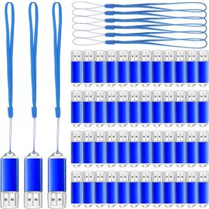 Hoteam 50 Pack USB 2.0 Flash Drives Bulk Blue Portable Thumb Drive with Hat USB Sticks Bulk with 50 Pcs Lanyards for Data Storage File Sharing Commercial Gift(4GB)