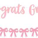 Class of 2025 Banner Coquette Bow Congrats Grad Banner Congratulations Graduation 2025 Decorations Pink Congrats Grad Garland for Graduation Party Supplies, School, Home, Car Decorations