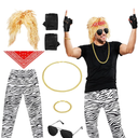 Mepase 5 Pcs 80s Costumes for Men Rock Costume Rocker Pants Wig Gloves Set Men's 80s Outfit for 1980s Halloween Party
Size M