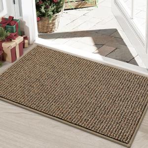 BEQHAUSE Dirt Trapper Door Mat 24" x 36", Non-Slip Washable Doormats Entrance Mat, Dirt Resistant and Absorbent Welcome Mat, Low Profile Floor Mats for Front Back Door and Entryway, Beige
