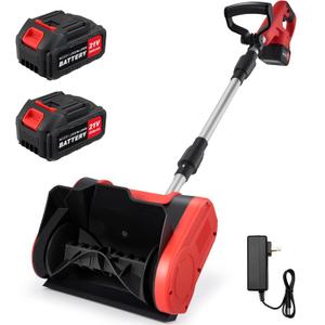 Cordless Electric Snow Shovel, Battery Powered Snow Blower  Lightweight Portable Snow Thrower for Driveway & Sidewalk, Powerful Motor, Long Throw Distance, Easy Snow Removal,Red