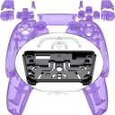 eXtremeRate Full Set Shell with Buttons Touchpad Cover, Clear Atomic Purple Custom Replacement Decorative Trim Shell Front Back Plates Compatible with p s 5 Controller BDM-030 BDM-040 BDM-050