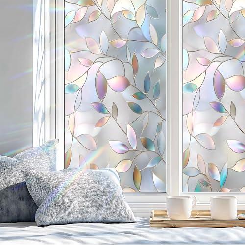 AOHMPT Window Privacy Film Static Cling - Stained Glass Decorative Sun Blocking Window Covering, Non-Adhesive Removable Stickers for Home & Office, 17.5" x 39.3"