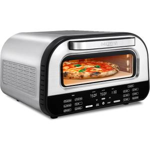 Gourmia Indoor Pizza Oven Air Fryer Toaster  1800W Countertop Multi-Cooker with Pizza Stone, Digital Controls & 6 Presets, Stainless Steel