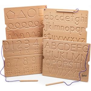 Learn to Write - Number & Letter Tracing Boards for Kids Ages 3-5 - Wooden Alphabet Learning Montessori 3 Year Old Toddler Writing Tools Beginners - Homeschool Preschool Classroom Must Haves